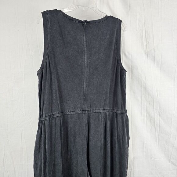 Eileen Fisher Size Large Graphite Tencel Stretch Drawstring Jumpsuit - Picture 8 of 8